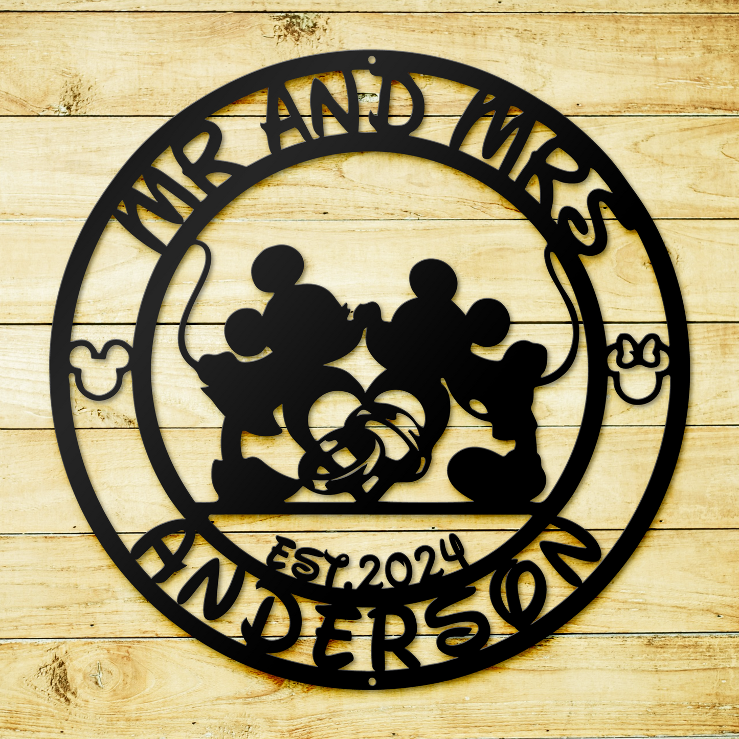 Customized Disney Metal Sign, Mr and Mrs Couple Wall Decor, Mickey Wall Sign