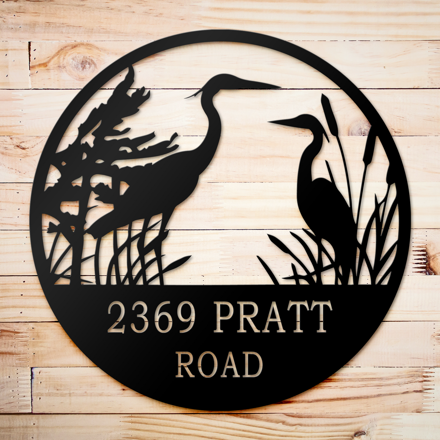 Personalized Herons Metal Sign, Heron Wall Art, Bird Lover Gift, Heron Address Metal Sign