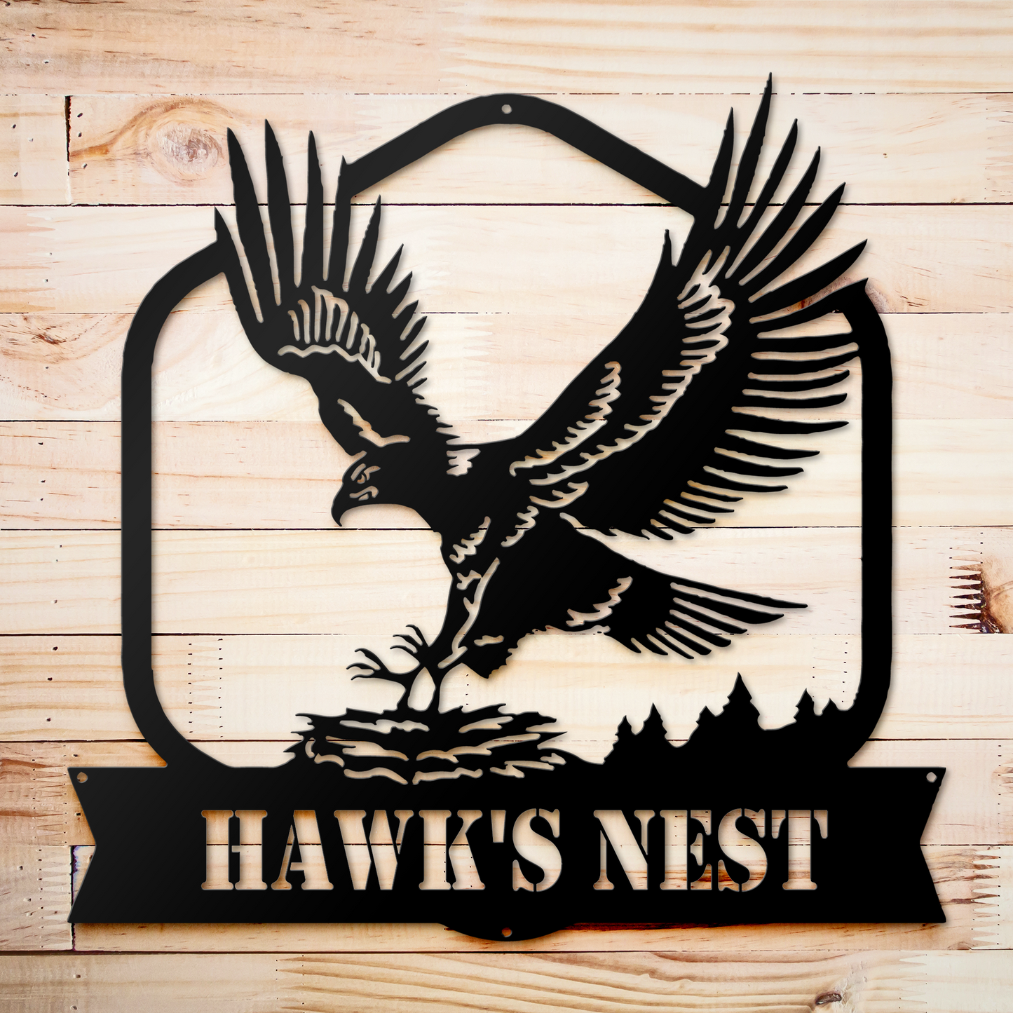 Personalized Eagle's Nest Metal Name Sign, Family Last Name Metal Sign