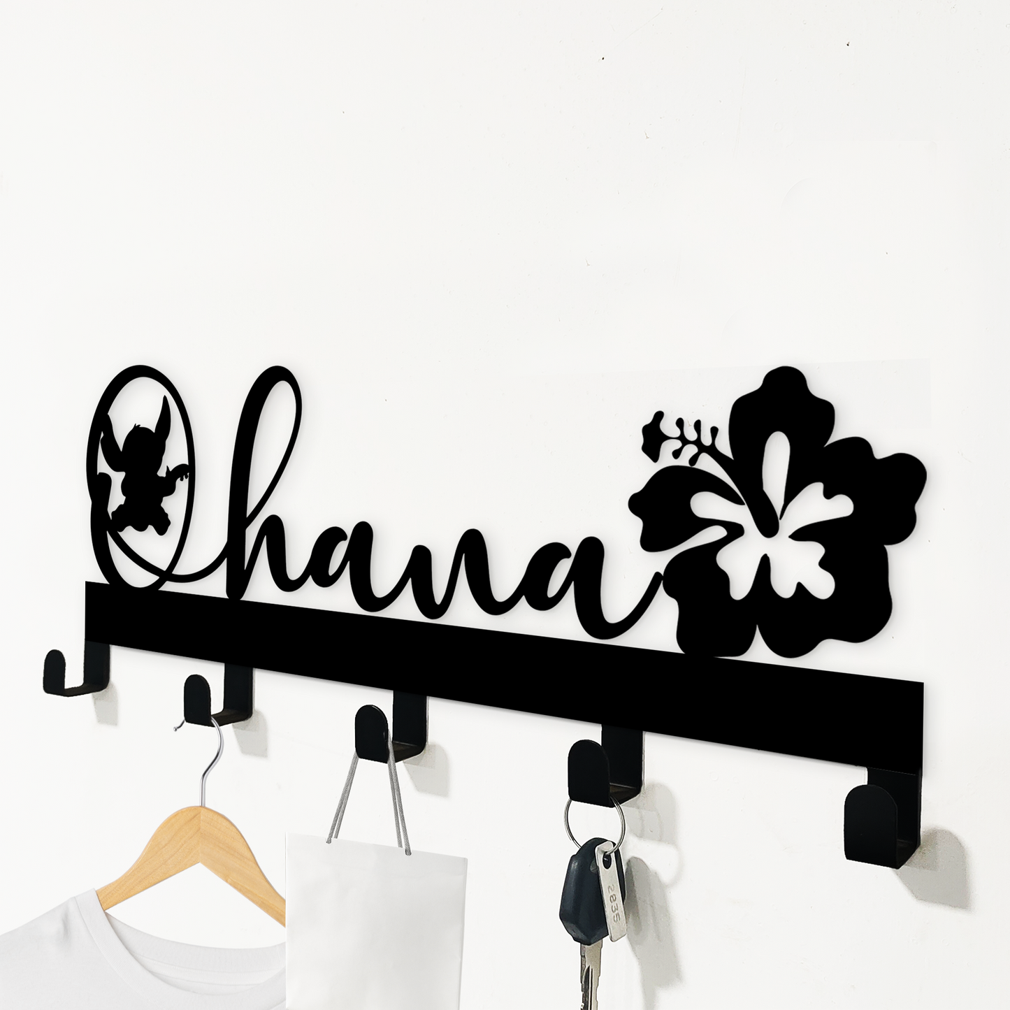 Ohana Stitch Theme Rug Hanger Sign - Beach House Xmas Decor