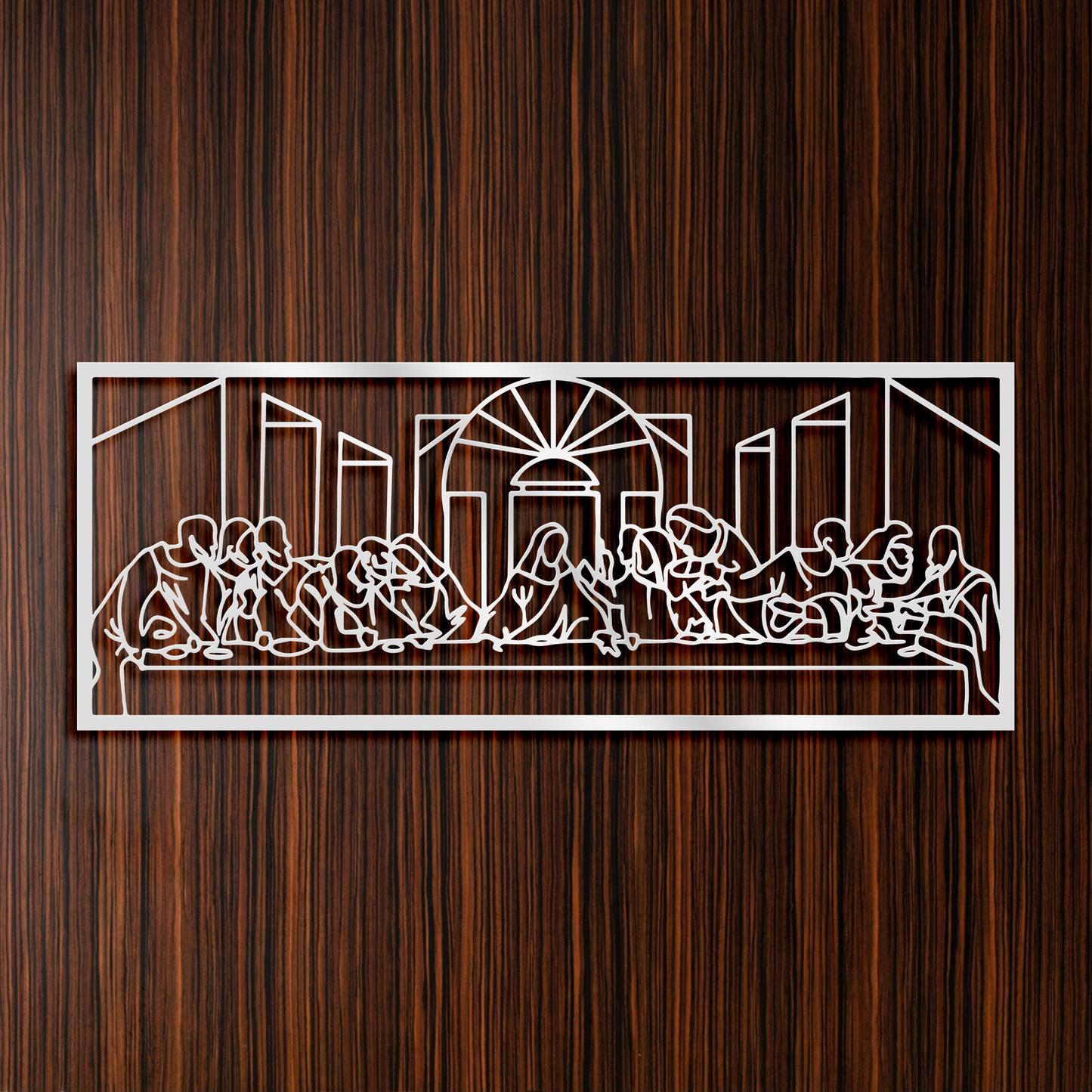 Last Supper Metal Wall Art, Jesus Abstract Line Art, Leonardo Da Vinci Metal Wall Decor