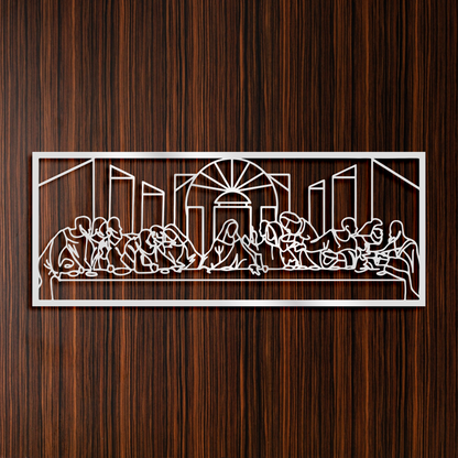 Last Supper Metal Wall Art, Jesus Abstract Line Art, Leonardo Da Vinci Metal Wall Decor