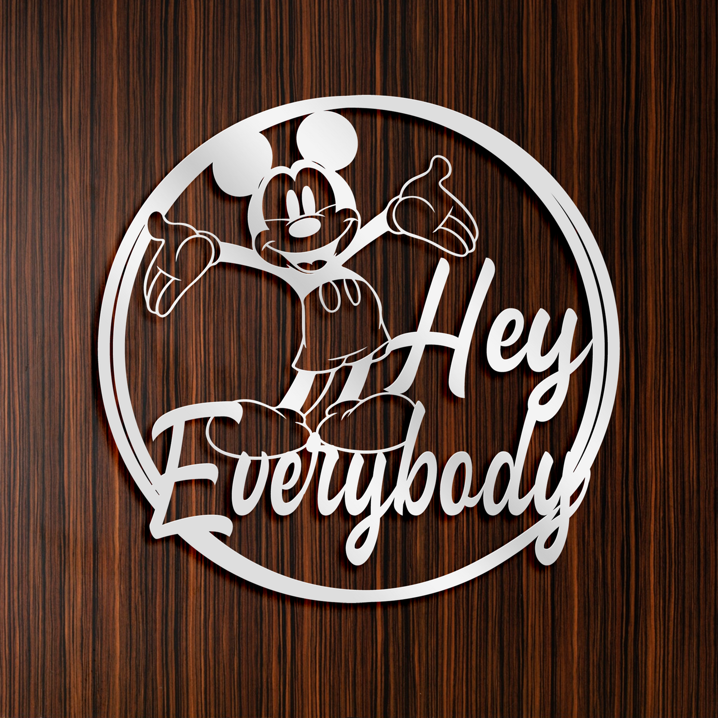 Hey Everybody Mickey Metal Wall Art, Disney Wall Decor, Gift For Kids