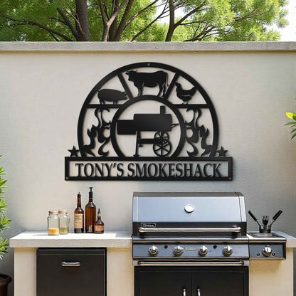 BBQ Metal Sign - Smokehouse Metal Sign - Barbecue Wall Art