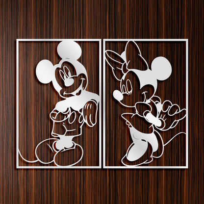 Mickey & Minnie Couple Metal Wall Art, Nursery Wall Art, Disney Wall Line Art