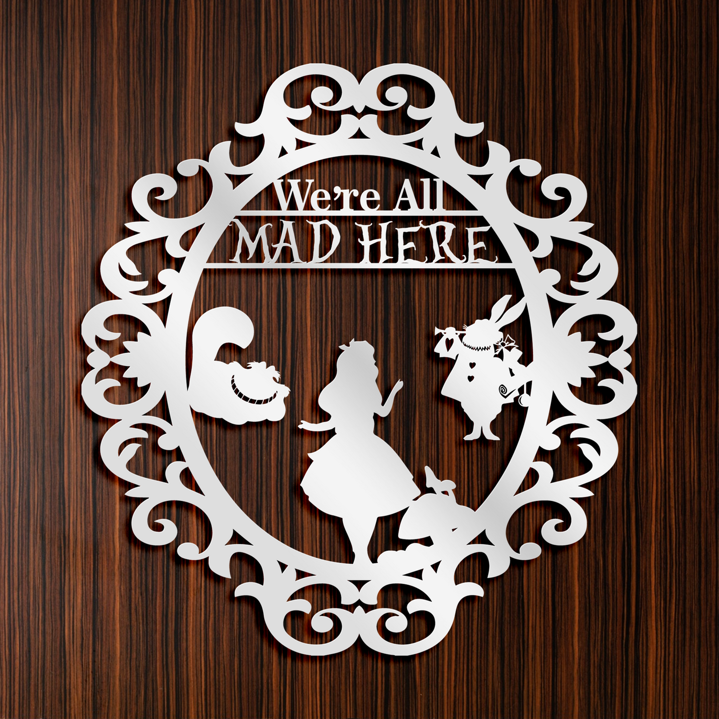 We're All Mad Here Metal Wall Art, Alice In Wonderland Theme Home Decor