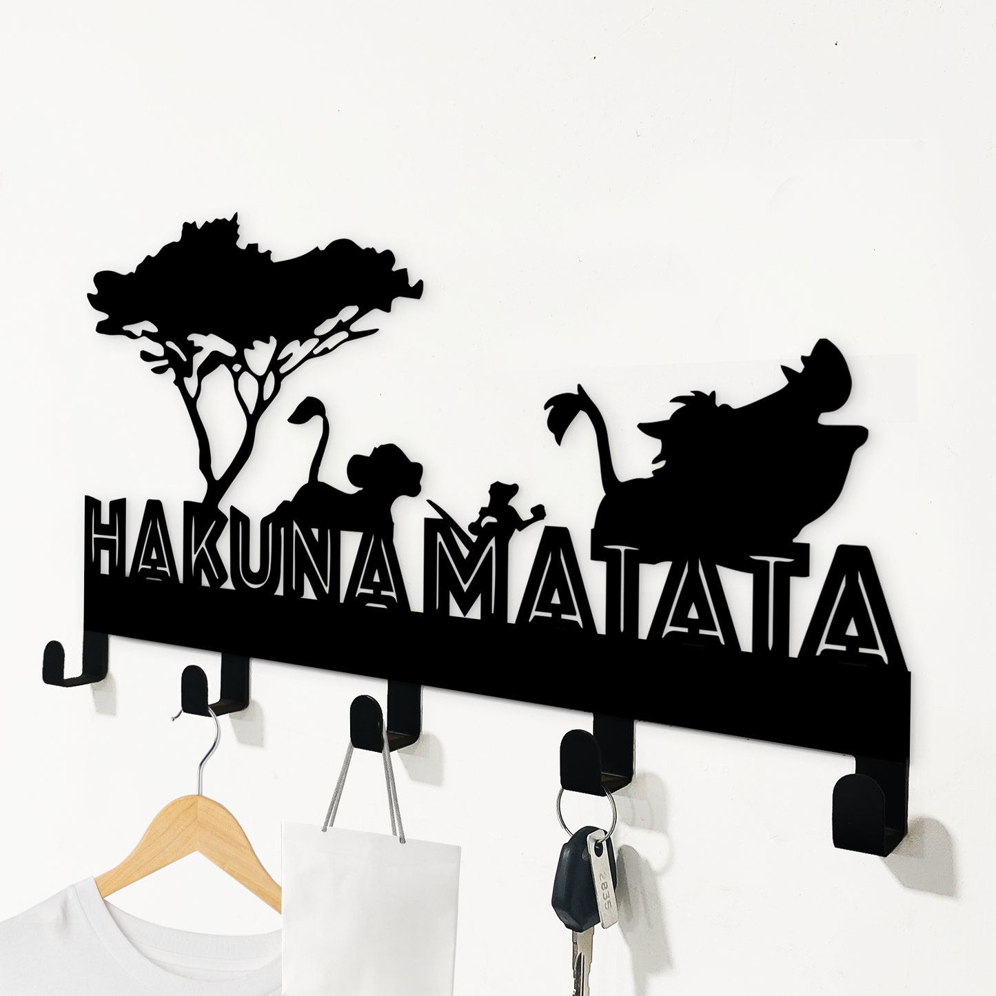 Hakuna Matata Metal Key Holders, Lion King Wall Hangings, Bathroom Door Hangers, Disney Door Decor, Home Key Racks, Kids Room Birthday Gifts