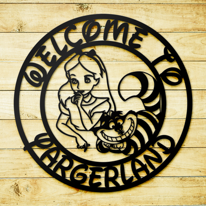 Personalized Welcome To Wonderland Wall Art, Customized Disney Theme Metal Sign