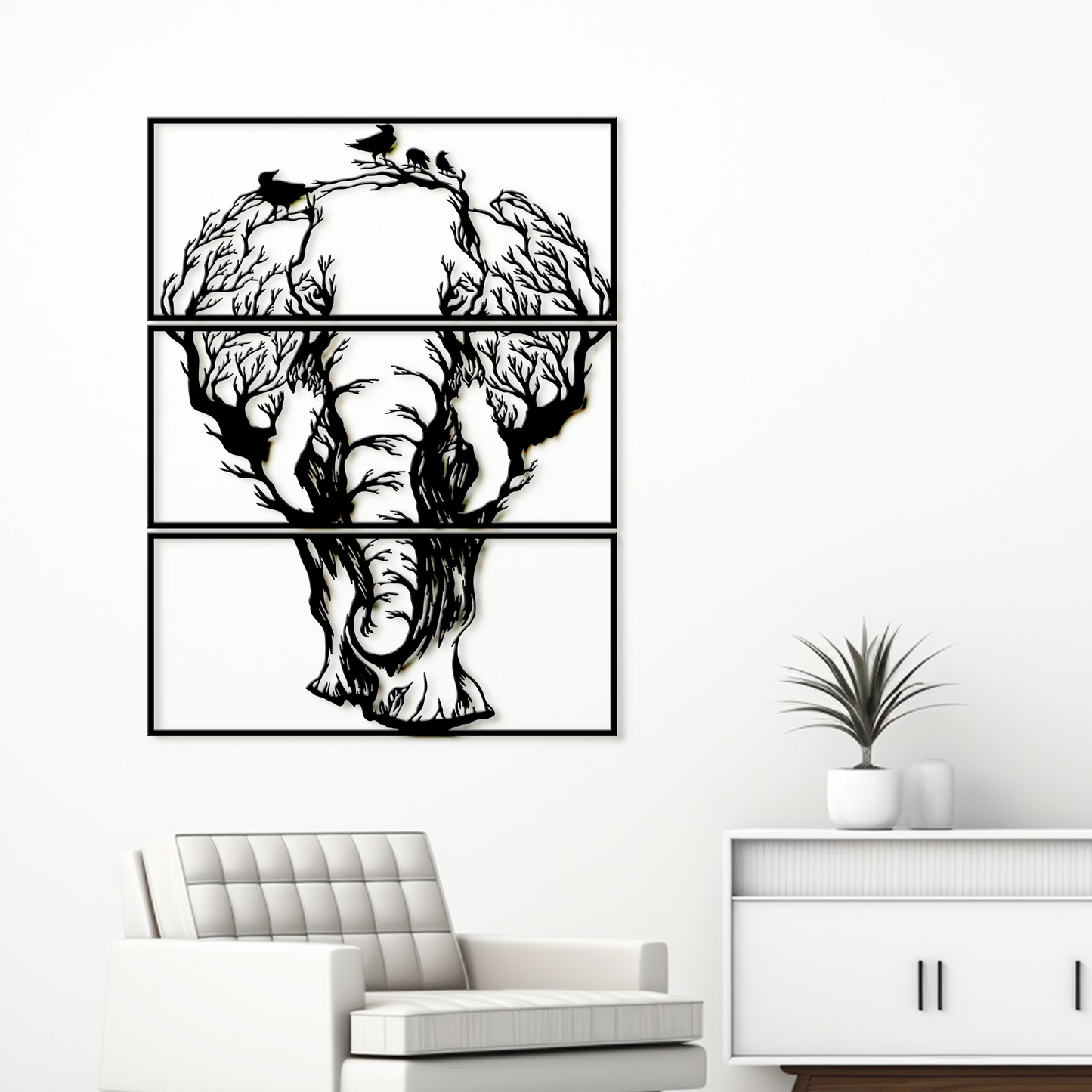 Metal Elephant Wall Decor - Tree Elephant Wall Art