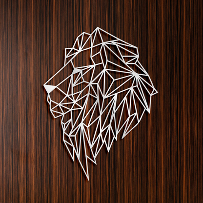 Modern Geometric Lion Side Head Wall Art, Home Decor, Animal Metal Decor