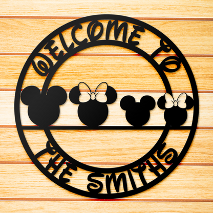 Mickey Head Welcome Metal Sign