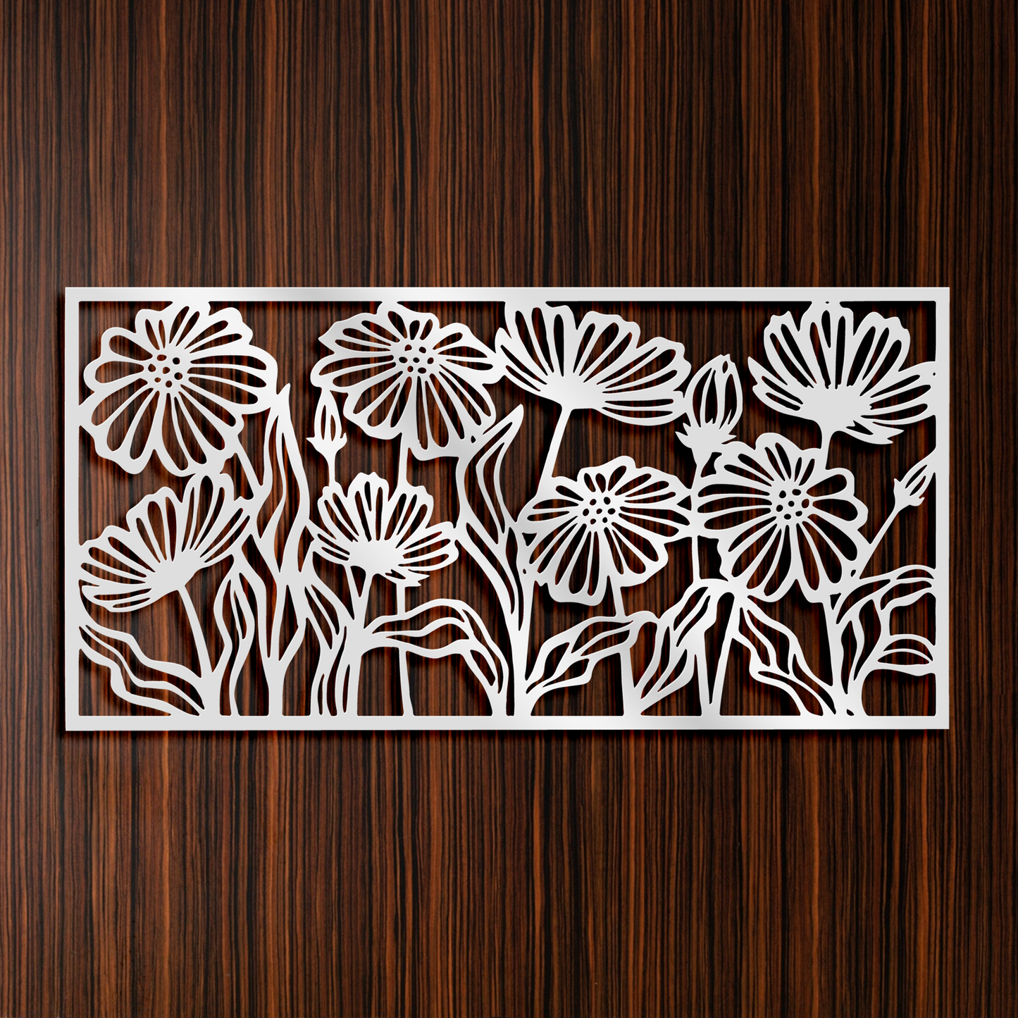 Minimalist Abstract Flower Metal Wall Art, Floral Line Wall Decor, Wild Flower Wall Art