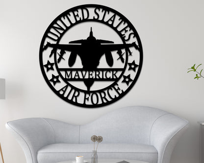 Fighter Jet Pilot Wall Art - Custom Aircraft Air Force Name Sign