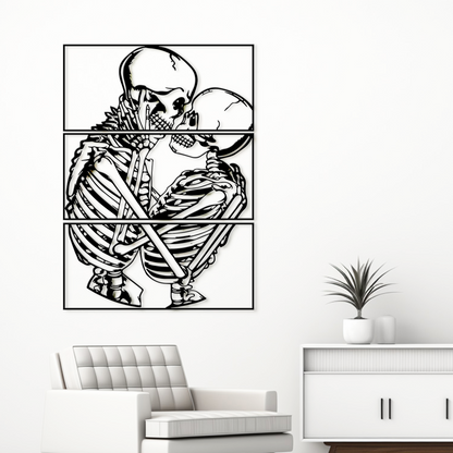 Couple Skeleton Metal Wall Art - Skeleton Lovers Wall Decor