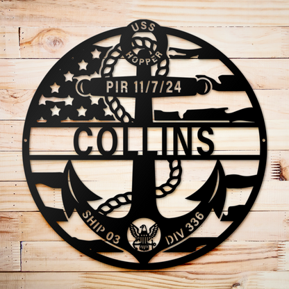 Personalized Marine Metal Gifts, Customized Anchor Metal Sign, Gift For Coast Guard