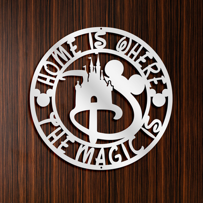 Home Is Where The Magic Is Metal Wall Art, Disney Home Wall Deocr