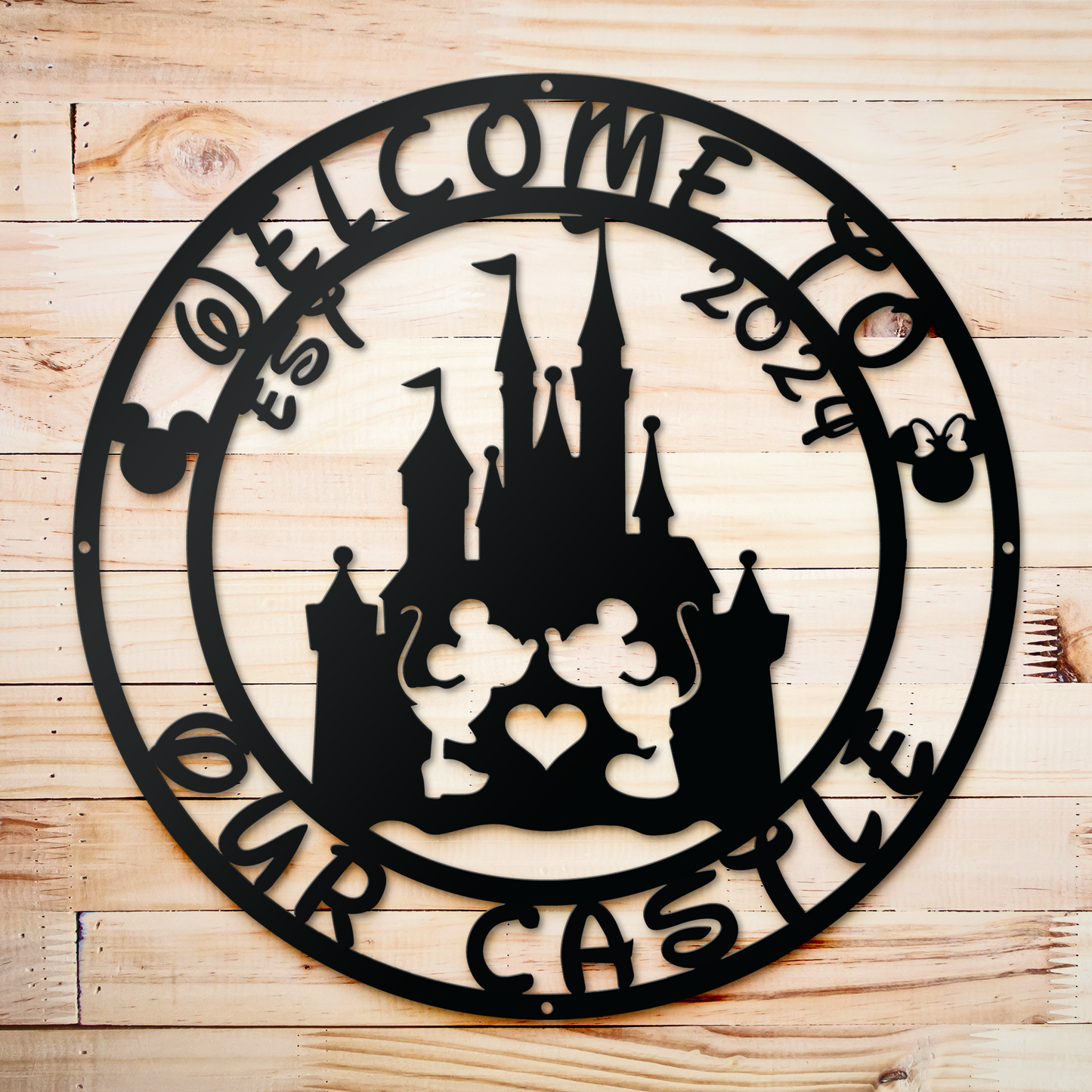 Welcome To Our Castle Metal Sign, Mickey And Minnie Metal Sign, Disney Couple Metal Sign, Home and Wall Decor, Front Porch Decor, Housewarming Gifts, Christmas Gifts