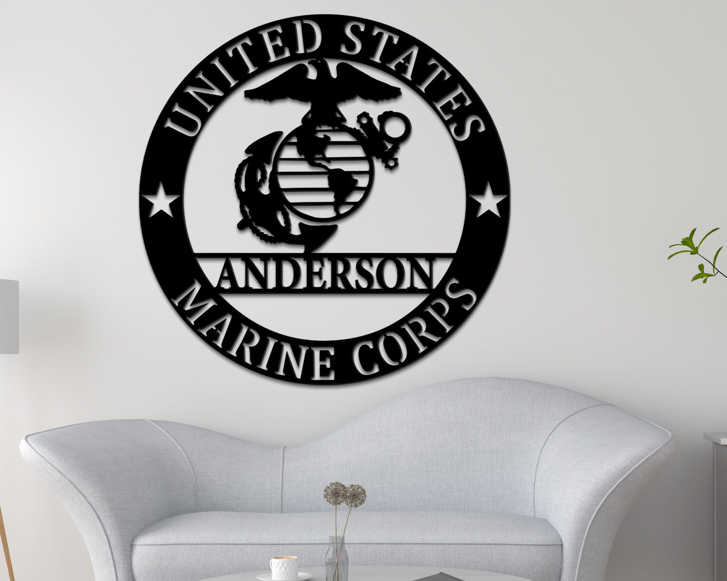 Custom USMC Sign, Personalized US Marine Corps Metal Sign, Semper Fi Wall Art