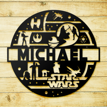 Customized Name Star War Theme Metal Sign, Kids Room And Wall Decor