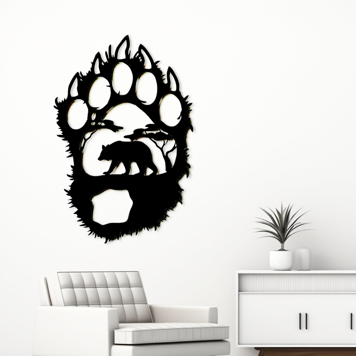 Bear Paw Metal Laser Cut - Forest Wall Decor