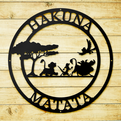 Hakuna Matata Metal Sign, Disney Metal Sign, The Lion King Theme Decor, Timon Pumba and Simba Metal Sign, Kids Room Decor, Nursery Wall Hanging Sign, Christmas Gift