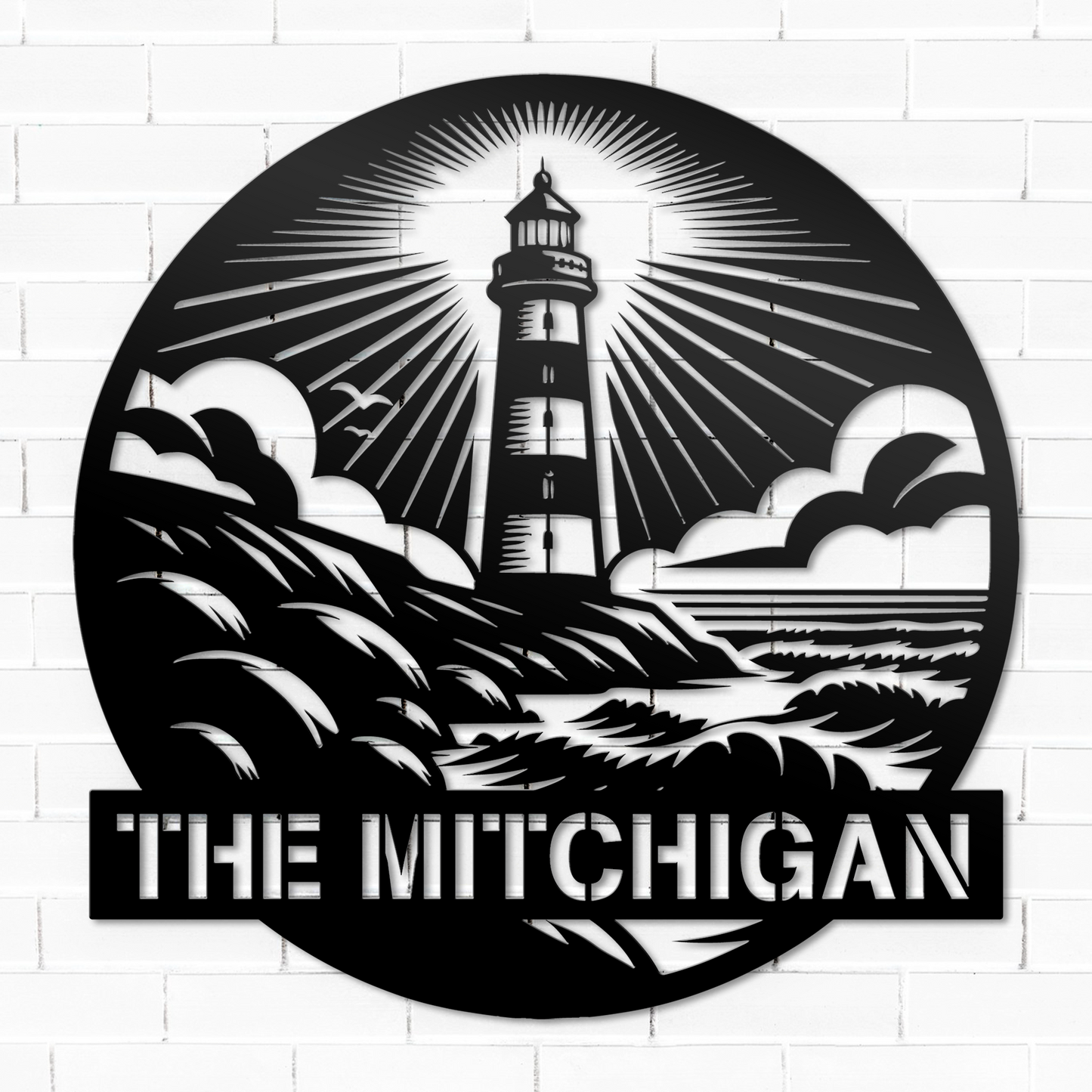 Lighthouse Metal Art Personalized,Custom Lighthouse Metal Sign,Lighthouse Wall Decor,Lighthouse Monogram,Outdoor decor,Cabin Decor