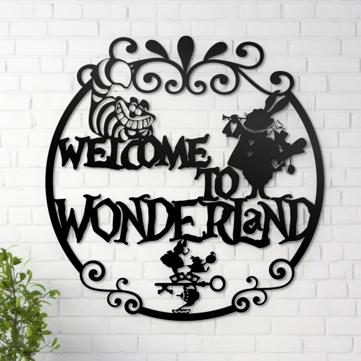 Welcome to Wonderland Metal Wall Art, Mad Hatter Tea Party Decor