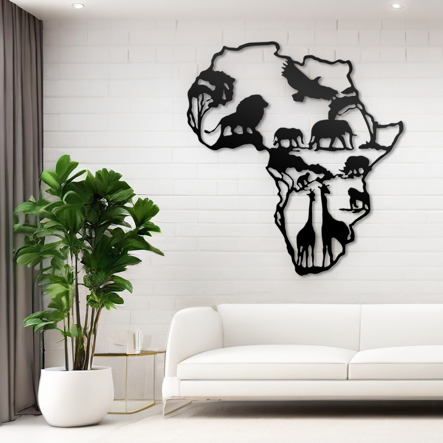 Africa Metal Wall Art Decor - Animals Black Wall Art