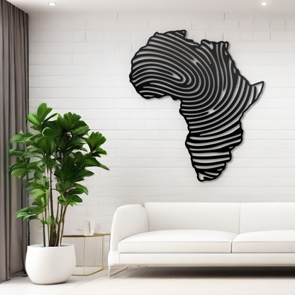 Africa Metal Wall Art - Fingerprint Metal Wall Map