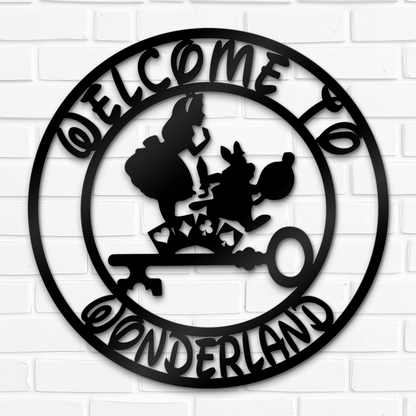 Customized Disney Theme Metal Sign, Welcome To Wonderland Wall Art