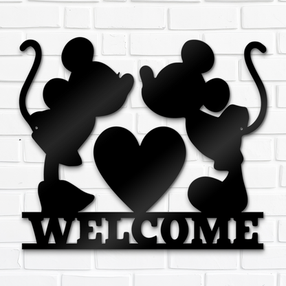 Welcome Metal Sign, Mickey And Minnie Metal Sign, Couple Metal Sign, Disney Wall Decor, Home and Wall Decor, Housewarming Gifts, Christmas Gifts