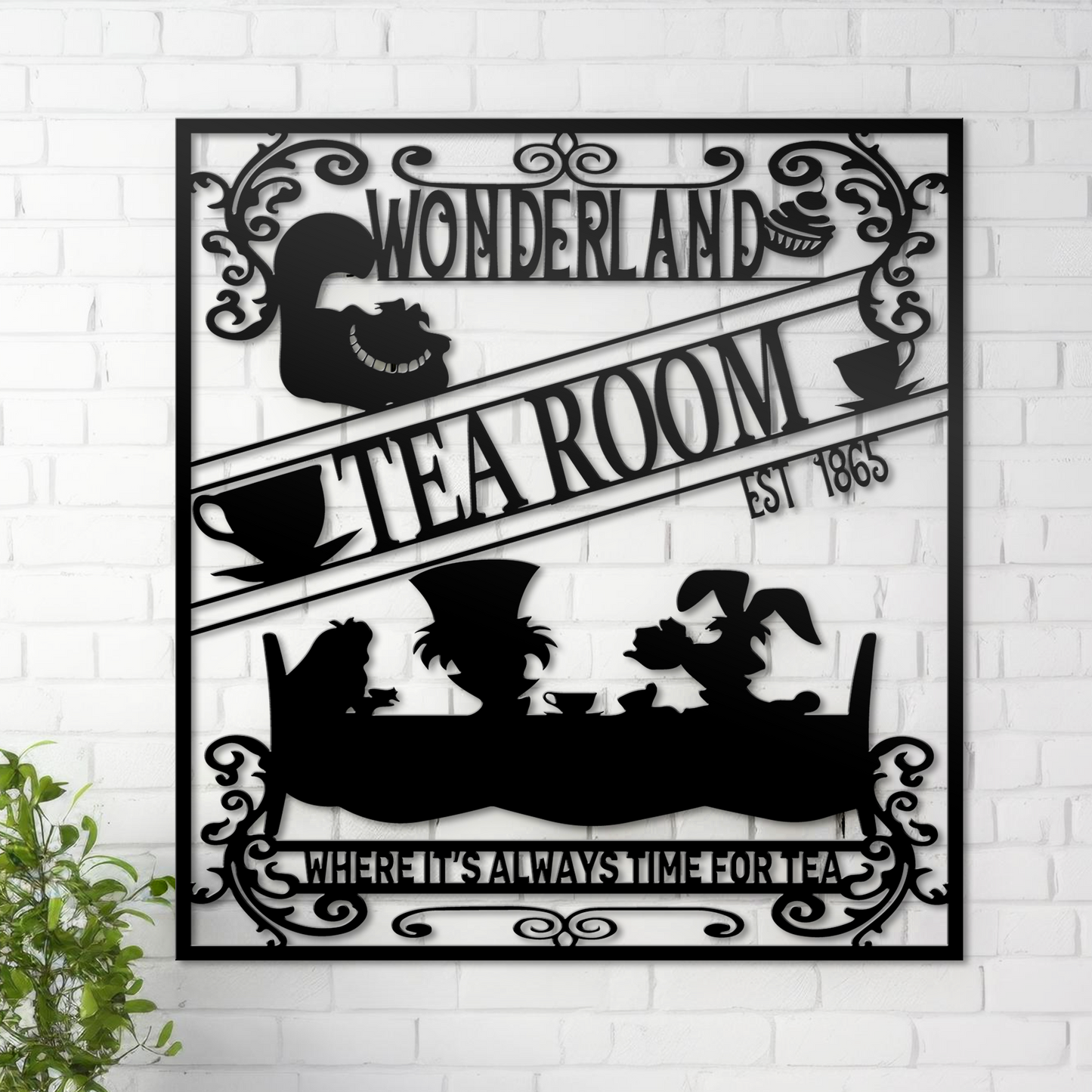 Wonderland Tea Room Metal Wall Art, Mad Hatter Tea Party Decor