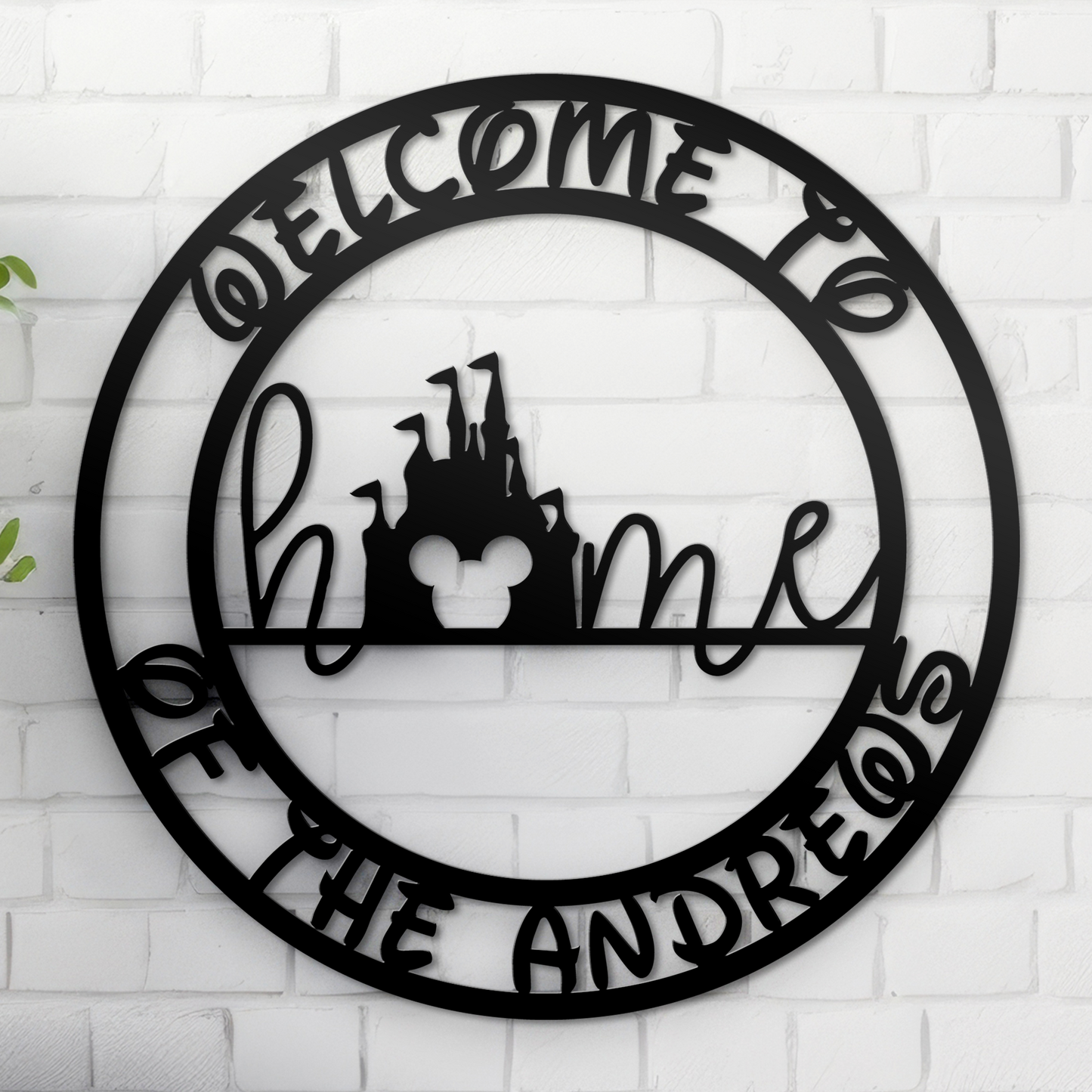 Customized Mickey Home Castle Family Name Metal Sign, Disney Theme Wall Decor