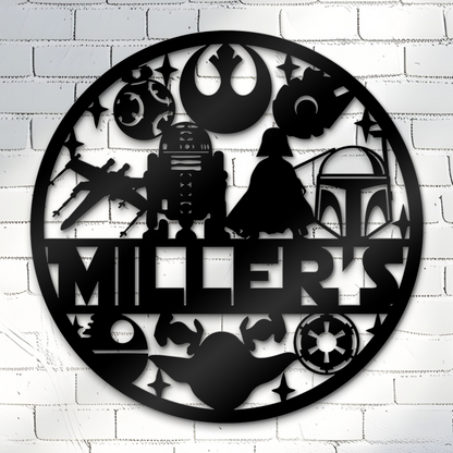 Custom Name Star War Theme Metal Sign, Kids Room And Wall Decor