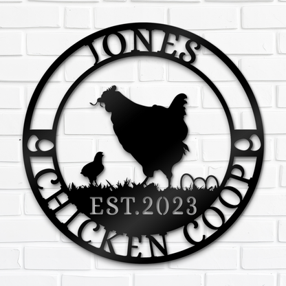 Personalized Chicken Coop Metal Sign, Chicken Farmhouse Decor