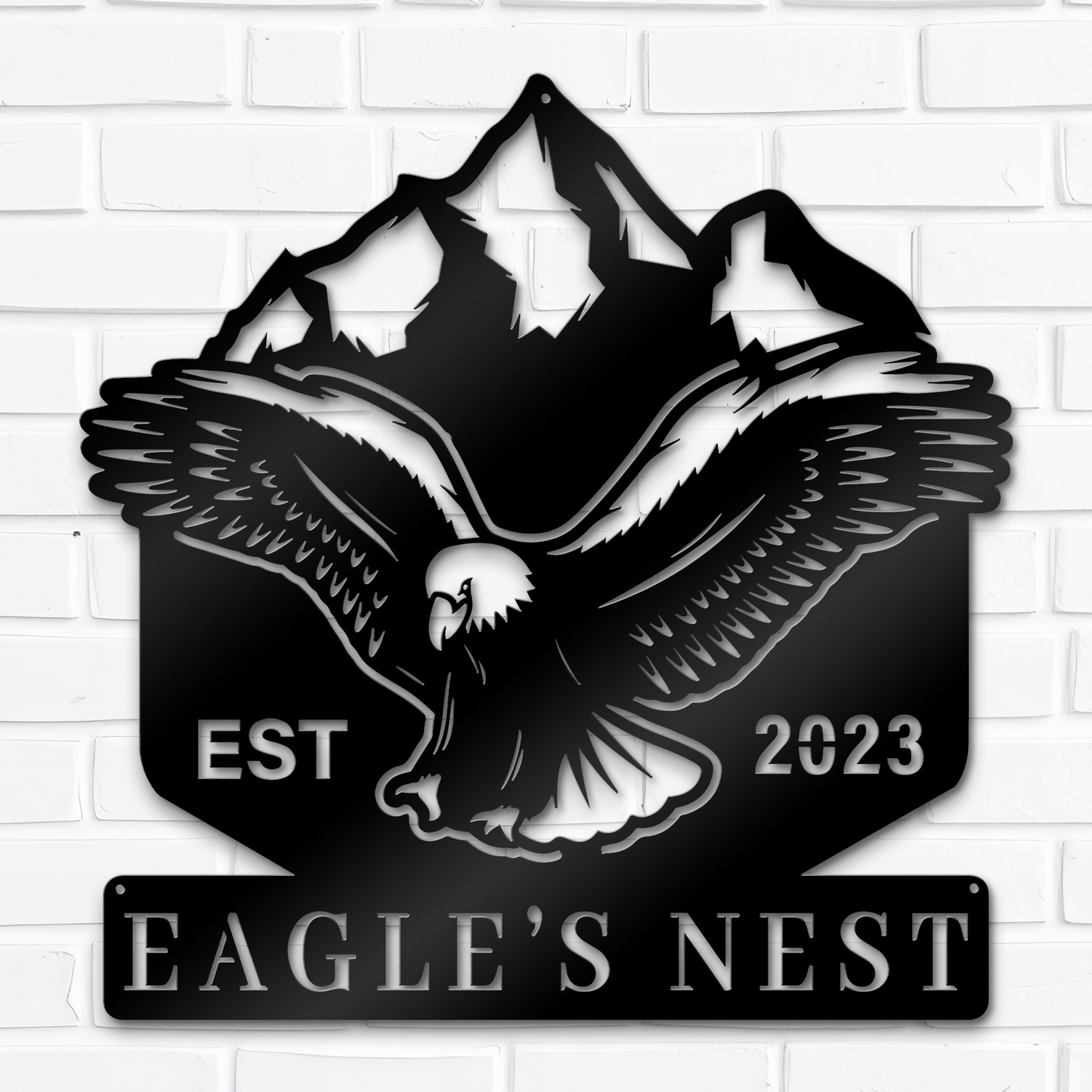 Personalized Eagle's Nest Metal Sign, Monogram Metal Sign, Metal Sign Wall Art Decor, American Eagle Wall Decor, Home Wall And Front Door Decor, Indoor And Outdoor Decor, Winter Decor, Housewarming Gifts, Christmas Gifts