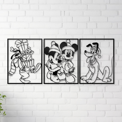 Mickey & Pluto Metal Wall Art, Nursery Wall Art, Disney Wall Line Art