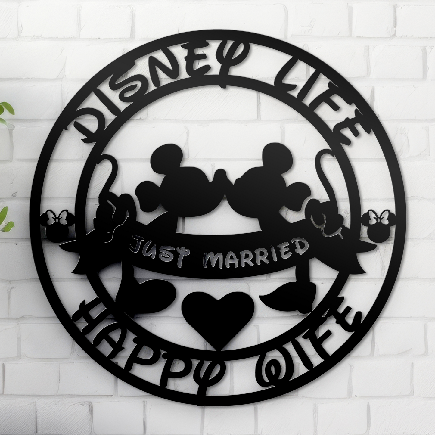 Disney life happy wife Metal Sign - Mickey & Minnie Kissing Sign