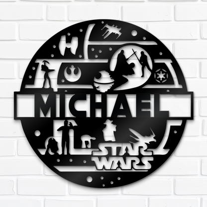 Customized Name Star War Theme Metal Sign, Kids Room And Wall Decor