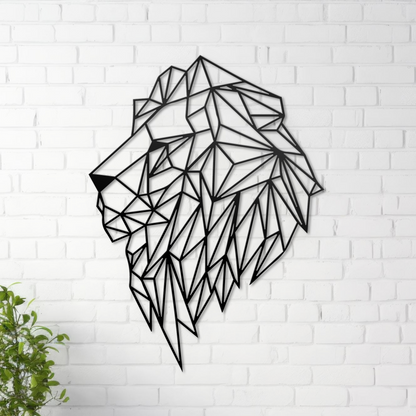 Modern Geometric Lion Side Head Wall Art, Home Decor, Animal Metal Decor