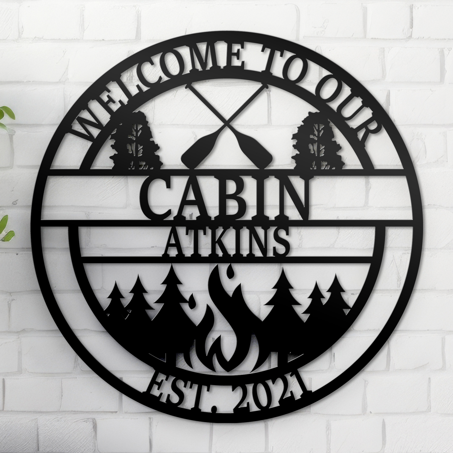 Welcome to our cabin metal sign