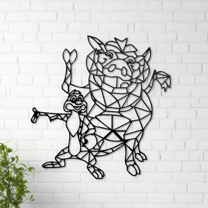 Timon & Pumbaa Geometric Wall Art, Lion King Metal Wall Art, Nursery Wall Art