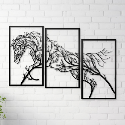 Metal Running Horse Wall Art Decor