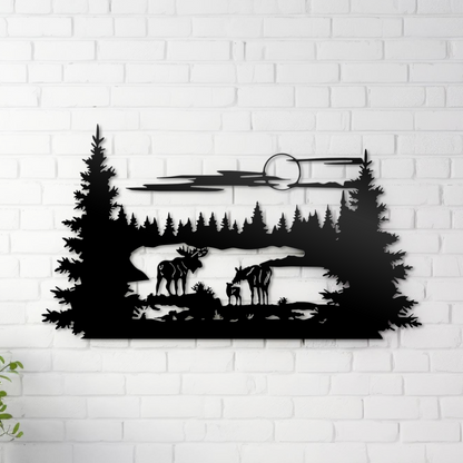 Deer Family Metal Wall Art: - Indoor/Outdoor Wall Decor