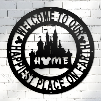 Disney Castle Welcome Metal Sign, Home and Wall Decor, Front Door Decor, Disney Quotes Metal Sign, Housewarming Gifts