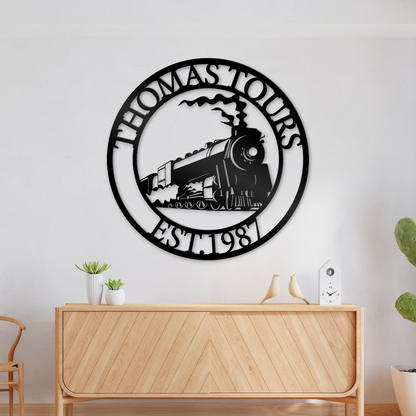 Train Metal Sign, Personalized Railroad Sign, Railroad Wall Decor