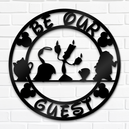 Be Our Guest Metal Sign, Disney Welcome Sign, Nursery Wall Art, Dinning Room Decor, Disney Guest Room Decor, Disney Home Entrance Gifts, Home Decor, Front Door Decor