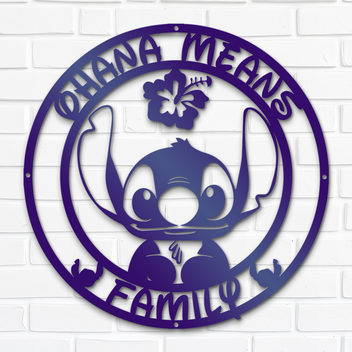 Stitch Face Ohana Means Family Metal Sign, Cute Stitch Home Entry Sign, Winter Festive Home Metal Decor, Christmas Decoration Metal Sign, Home And Wall Decor, Christmas Gifts