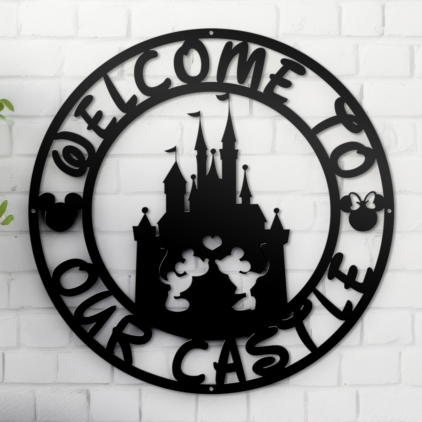 Welcome To Our Castle Disney Metal Sign, Mickey And Minnie Couple Metal Sign, Home and Wall Decor, Front Door Decor, Disney Quotes Metal Sign, Housewarming Gifts