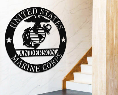 Custom USMC Sign, Personalized US Marine Corps Metal Sign, Semper Fi Wall Art